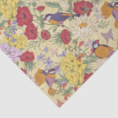 Floral Pattern Hydrangea Lila Bluebell Birds Tissuepapier (Detail)