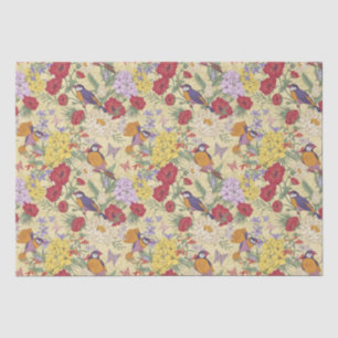 Floral Pattern Hydrangea Lila Bluebell Birds Tissuepapier