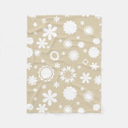 Floral Pattern in beige Fleece Deken (Voorkant)