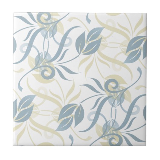 Floral Pattern in Slate Blue  Tegeltje (Voorkant)