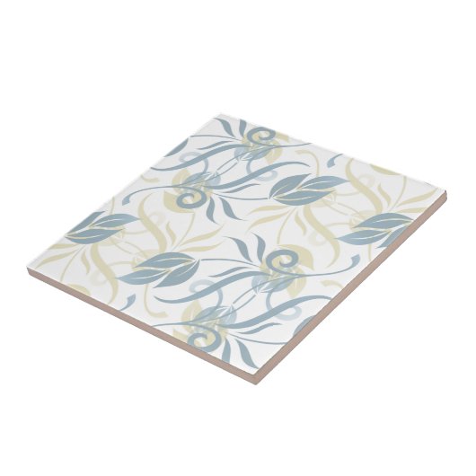 Floral Pattern in Slate Blue Tegeltje (Zijkant)