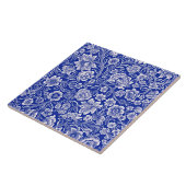 Floral Pattern in Vibrant Blue Tegeltje (Zijkant)