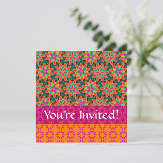 Floral Pattern Invitation Kaart (Staand voorkant)
