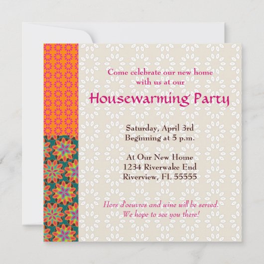 Floral Pattern Invitation Kaart (Achterkant)