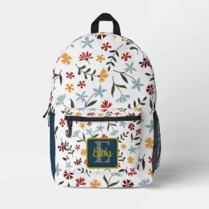 Floral Pattern, kleurrijke Waterverf, gepersonalis Bedrukte Rugzak