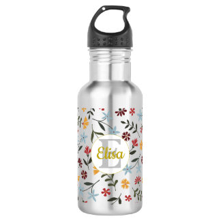 Floral Pattern, kleurrijke Waterverf, gepersonalis Waterfles