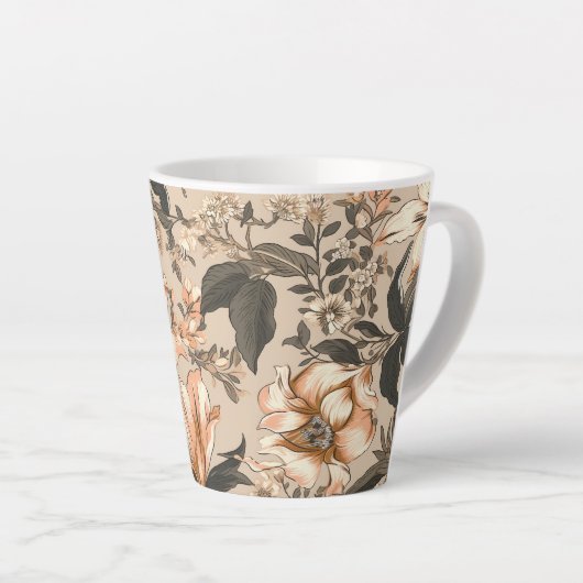 Floral Pattern Latte Mok (Rechterhoek)