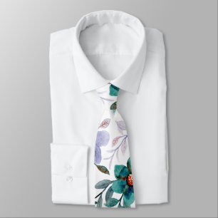 Floral Pattern Lila Waterverf Emerald Stropdas