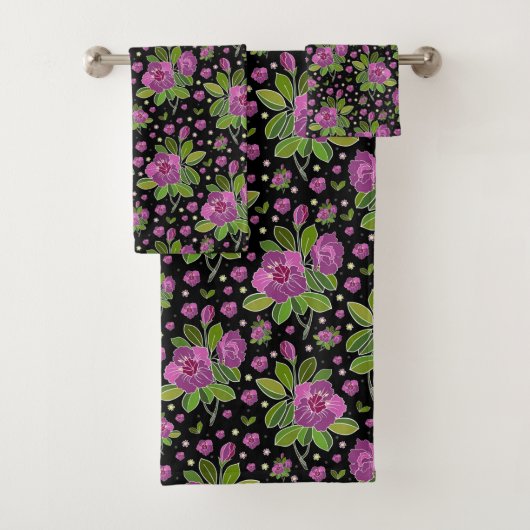 Floral Pattern Lilac Pink Green Black (En situation)