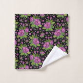 Floral Pattern Lilac Pink Green Black (Gant de toilette)