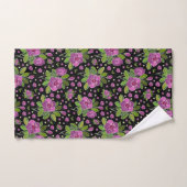 Floral Pattern Lilac Pink Green Black Bad Handdoek (Handdoek)