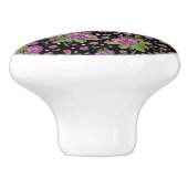 Floral Pattern Lilac Pink Green Black Keramische Knop (Zijkant)
