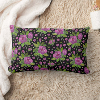 Floral Pattern Lilac Pink Green Black Kussen