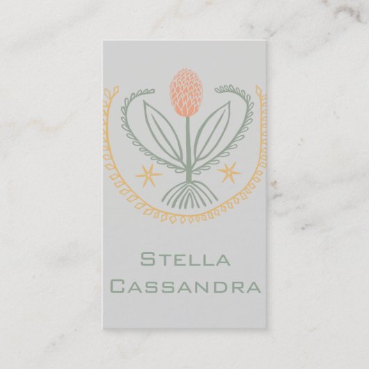 Floral Pattern Lucile Tegels Soft Grey Visitekaartje (Voorkant)
