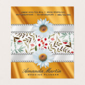 Floral Pattern | Lux Gold Silk Drapery Visitekaartjes (Buitenkant ongevouwen)