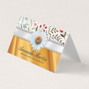 Floral Pattern Lux Gold Silk Drapery Visitekaartjes