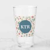 Floral Pattern met Monogram Glass Tumbler (Voorkant)