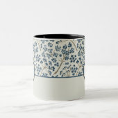 Floral Pattern Monogram Blue Waterverf Caraway Tweekleurige Koffiemok (Center)