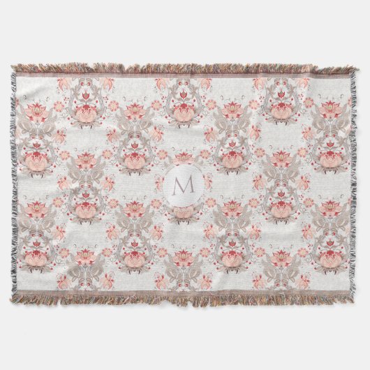  Floral Pattern Monogram T Blanket Deken (Voorkant)