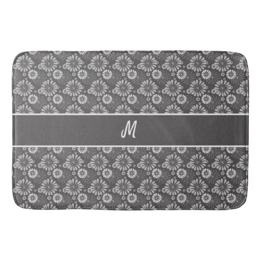 Floral Pattern Monogrammed Badmat (Voorkant)