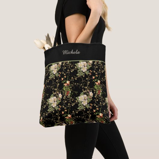 Floral Pattern Monogrammed Canvas tas (Dichtbij)
