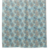 Floral Pattern on Blue Background Douchegordijn (Voorkant)