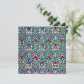 Floral pattern on green leaves blue background bedankkaart (Staand voorkant)