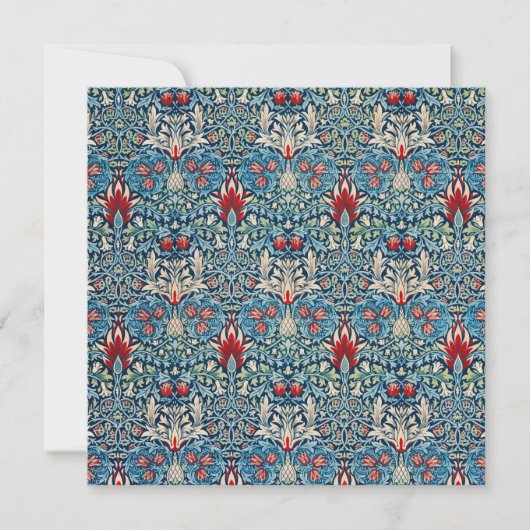 Floral pattern on green leaves blue background bedankkaart (Voorkant)