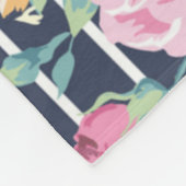 Floral Pattern on Stripe Rozen Foliage Pink Paars Fleece Deken (Hoek)