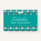 Floral Pattern op Aqua Badge (Voorkant)