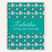 Floral Pattern op Aqua Sketch Notitieboek (Voorkant)
