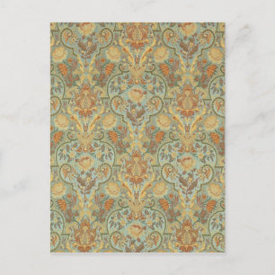 Floral Pattern Paisley Cyan Green Yellow Briefkaart