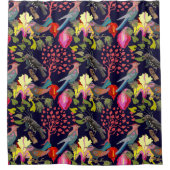Floral Pattern Paradise Birds and Blooming Trees Douchegordijn (Voorkant)