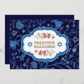 Floral Pattern Passover Seder Kaart (Voorkant / Achterkant)