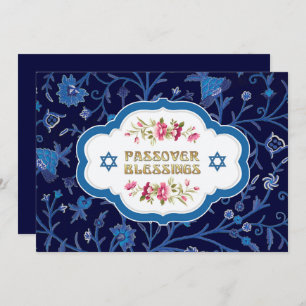 Floral Pattern Passover Seder Kaart