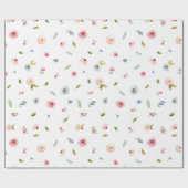 Floral Pattern Peony Rozen Flowers Cute Pastel Cadeaupapier (Vlak)