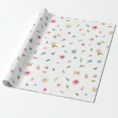 Floral Pattern Peony Rozen Flowers Cute Pastel Cadeaupapier (Uitgerold)