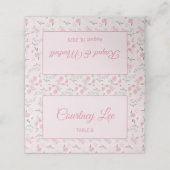 Floral Pattern Pink Folded Place Card (Buitenkant ongevouwen)