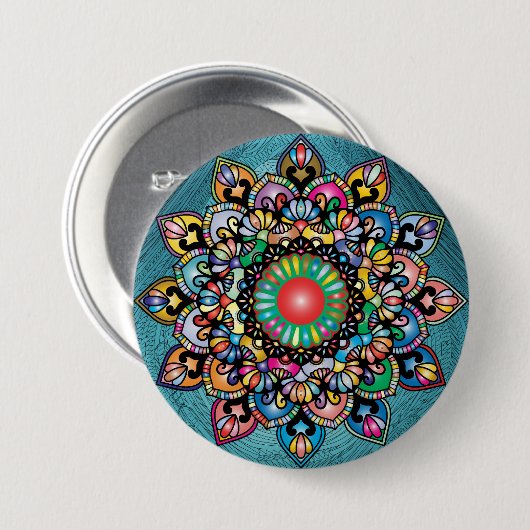 Floral Pattern Ronde Button 7,6 Cm (Voorkant /achterkant)
