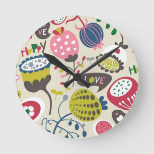 Floral Pattern Ronde Klok