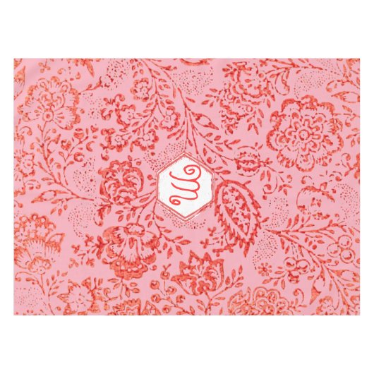 Floral Pattern (rood en roze) Tafelkleed (Voorkant (Horizontaal))