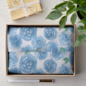 Floral Pattern Roos Cute Girly Blue Waterverf Tissuepapier (Geschenk)