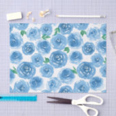 Floral Pattern Roos Cute Girly Blue Waterverf Tissuepapier (Craft)