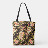  Floral Pattern roze roos, gele bloemen Draagtas (Achterkant)