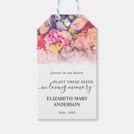 Floral Pattern Seed Packet Memorial Cadeaulabel (Voorkant)