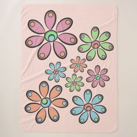 Floral Pattern Sherpa Blanket Deken (Voorkant)