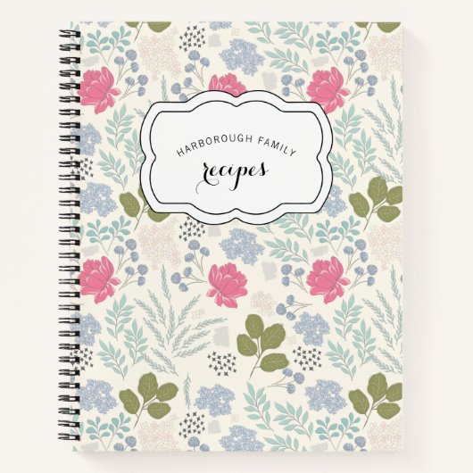 Floral Pattern Spring Family Recipe Notitieboek (Voorkant)