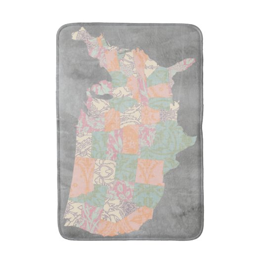 Floral Pattern States Map Badmat (Voorkant Verticaal)