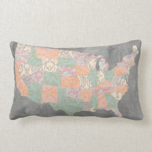 Floral Pattern States Map Kussen