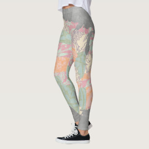 Floral Pattern States Map Leggings